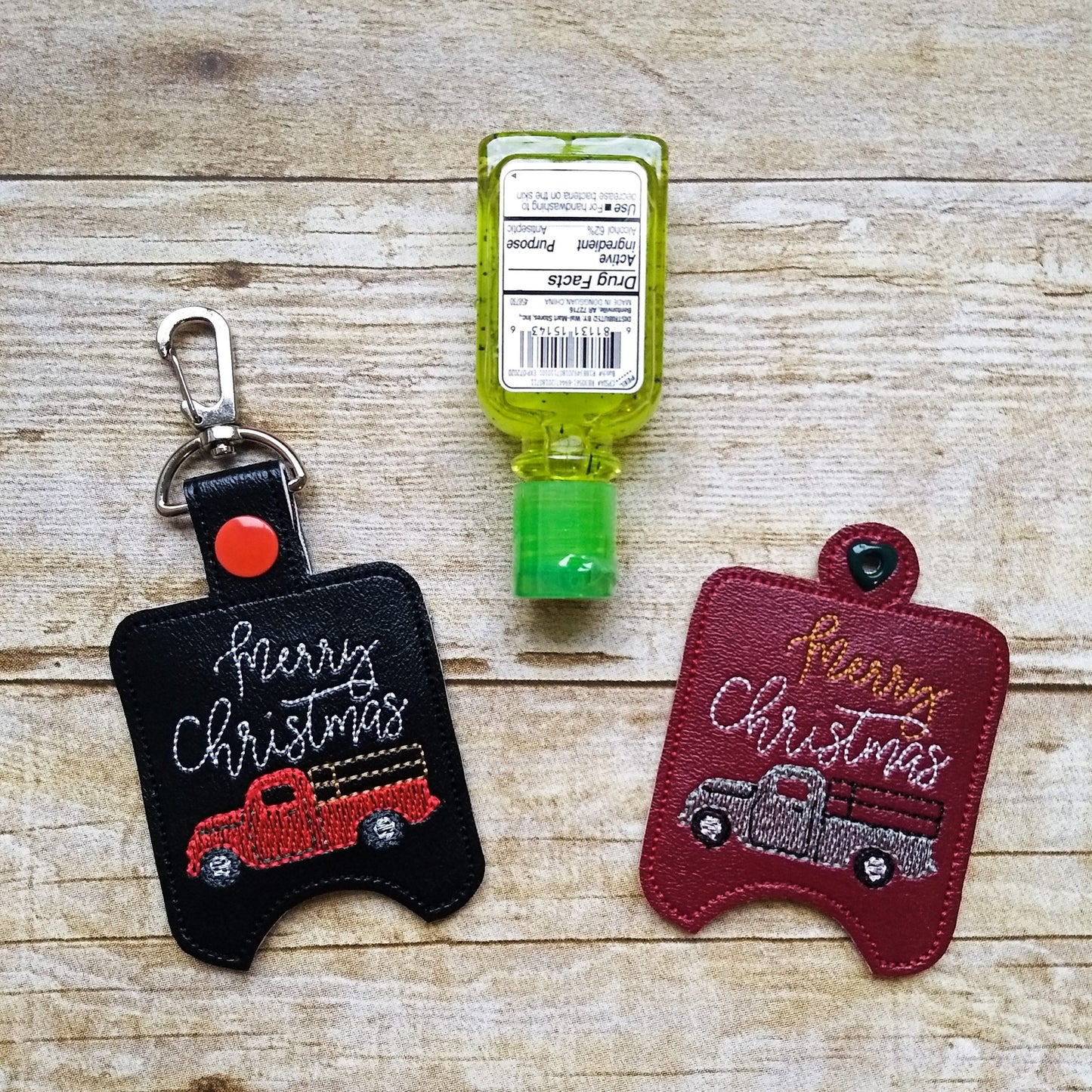 Merry Christmas Vintage Truck Sanitizer Holders - DIGITAL Embroidery DESIGN