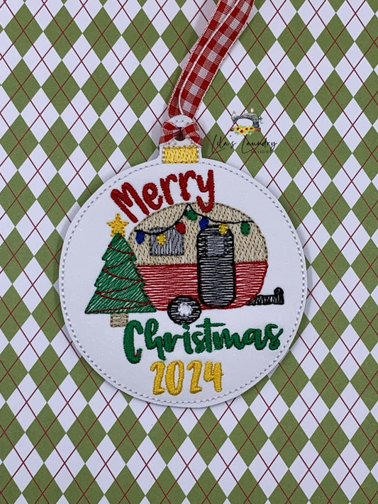Merry Christmas Camper 2024 Ornament - Digital Embroidery Design