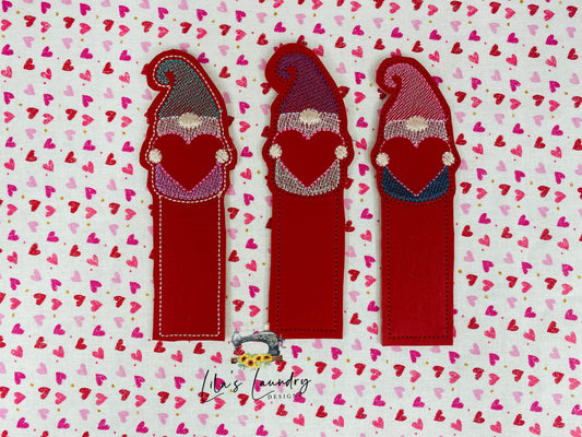 Valentine Gnome Bookmark 4x4 and 5x7 Grouped - Digital Embroidery Design