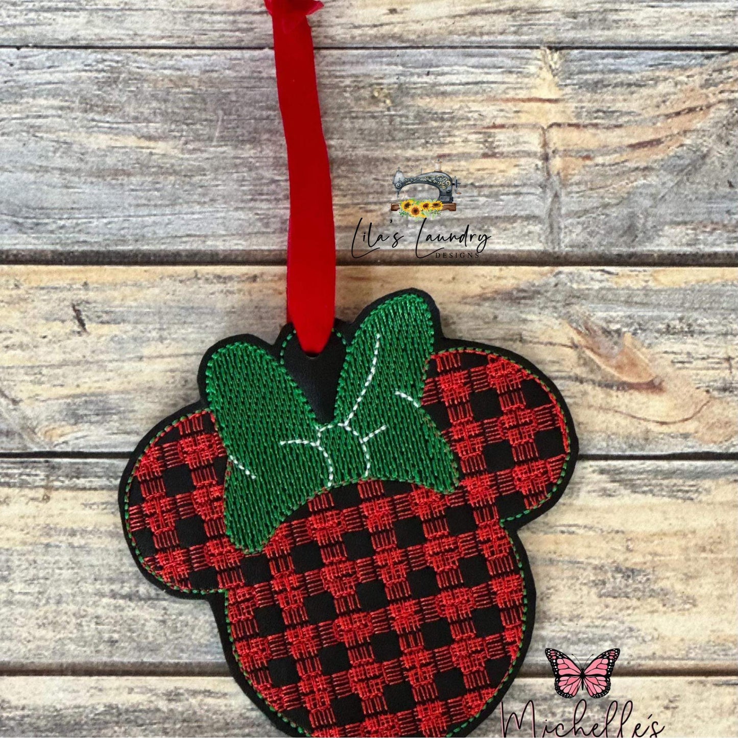 Plaid Mouse Ornament Duo - Digital File - Embroidery Design