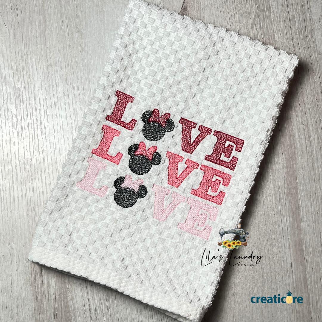 Mouse Love Sketch - 3 sizes- Digital Embroidery Design