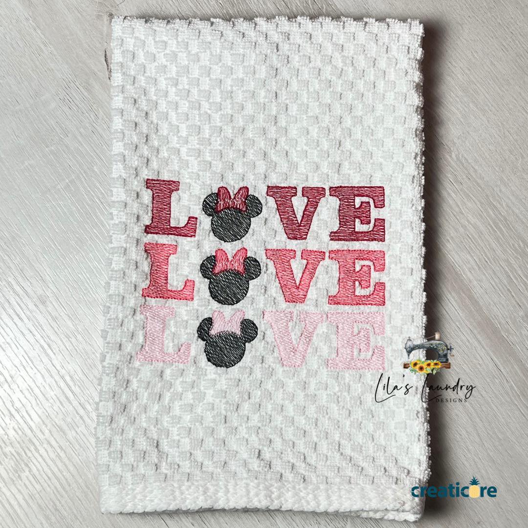 Mouse Love Sketch - 3 sizes- Digital Embroidery Design