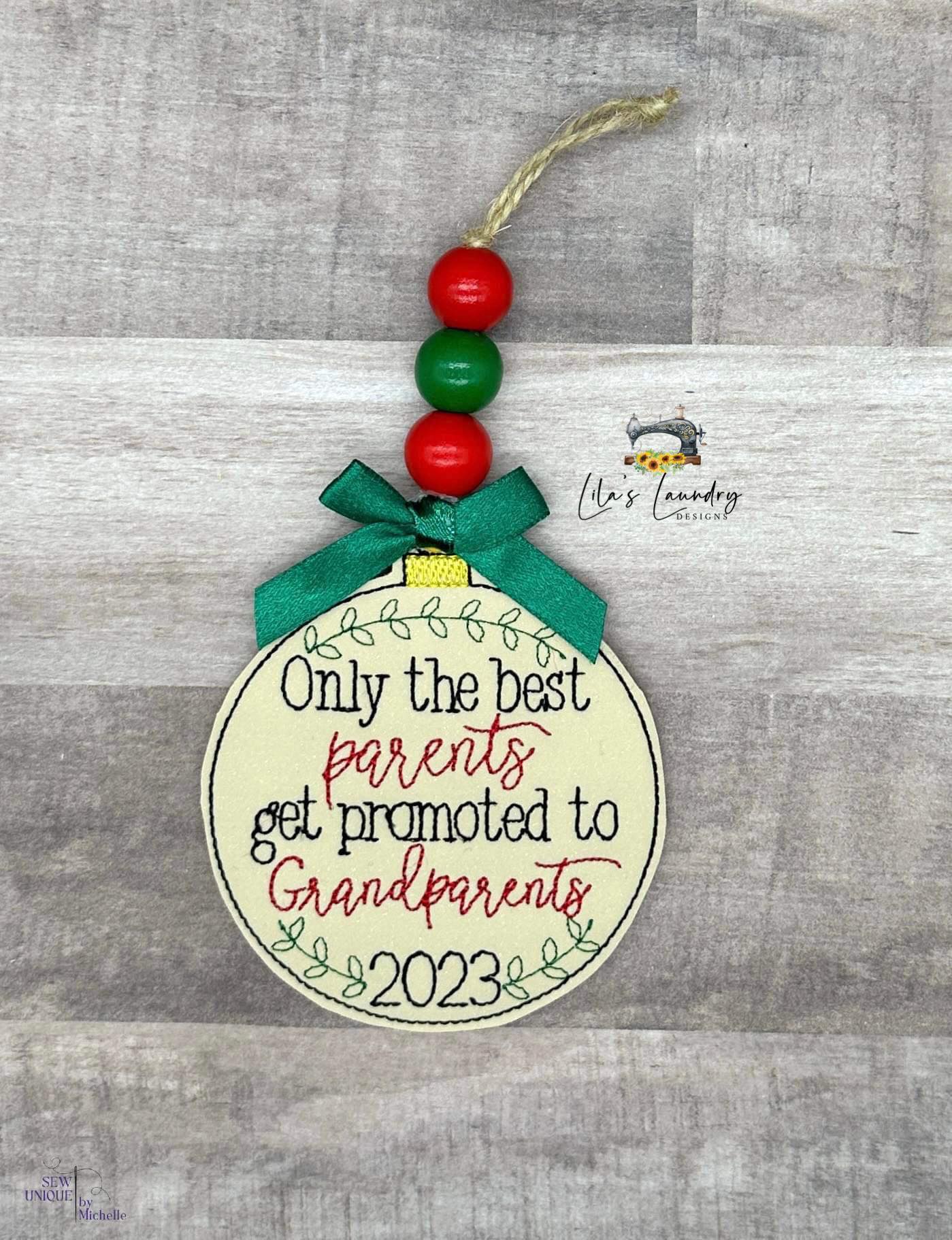 Promoted to Grandparents 2023 Ornament - Digital File - Embroidery Design