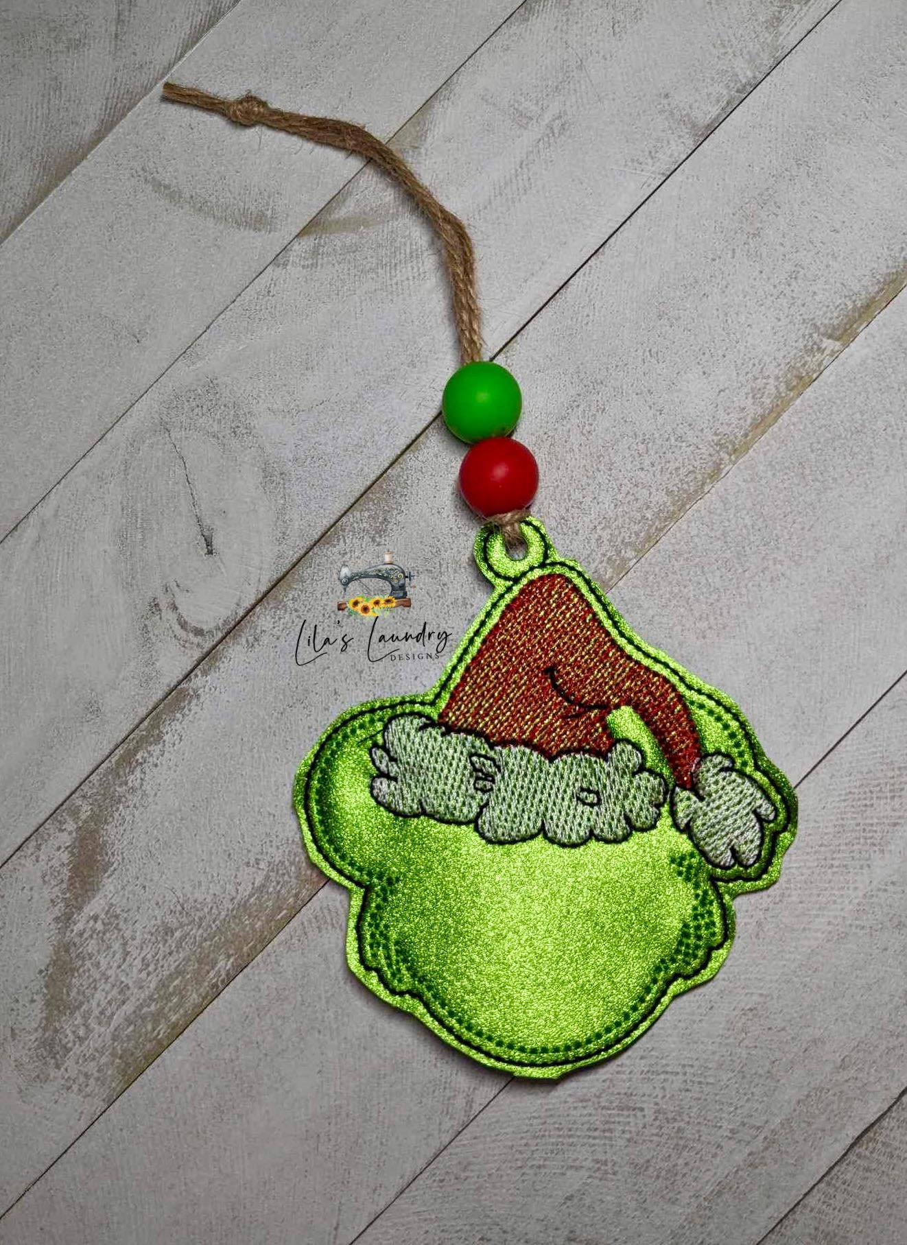 Grinch Mouse Ornament - Digital File - Embroidery Design