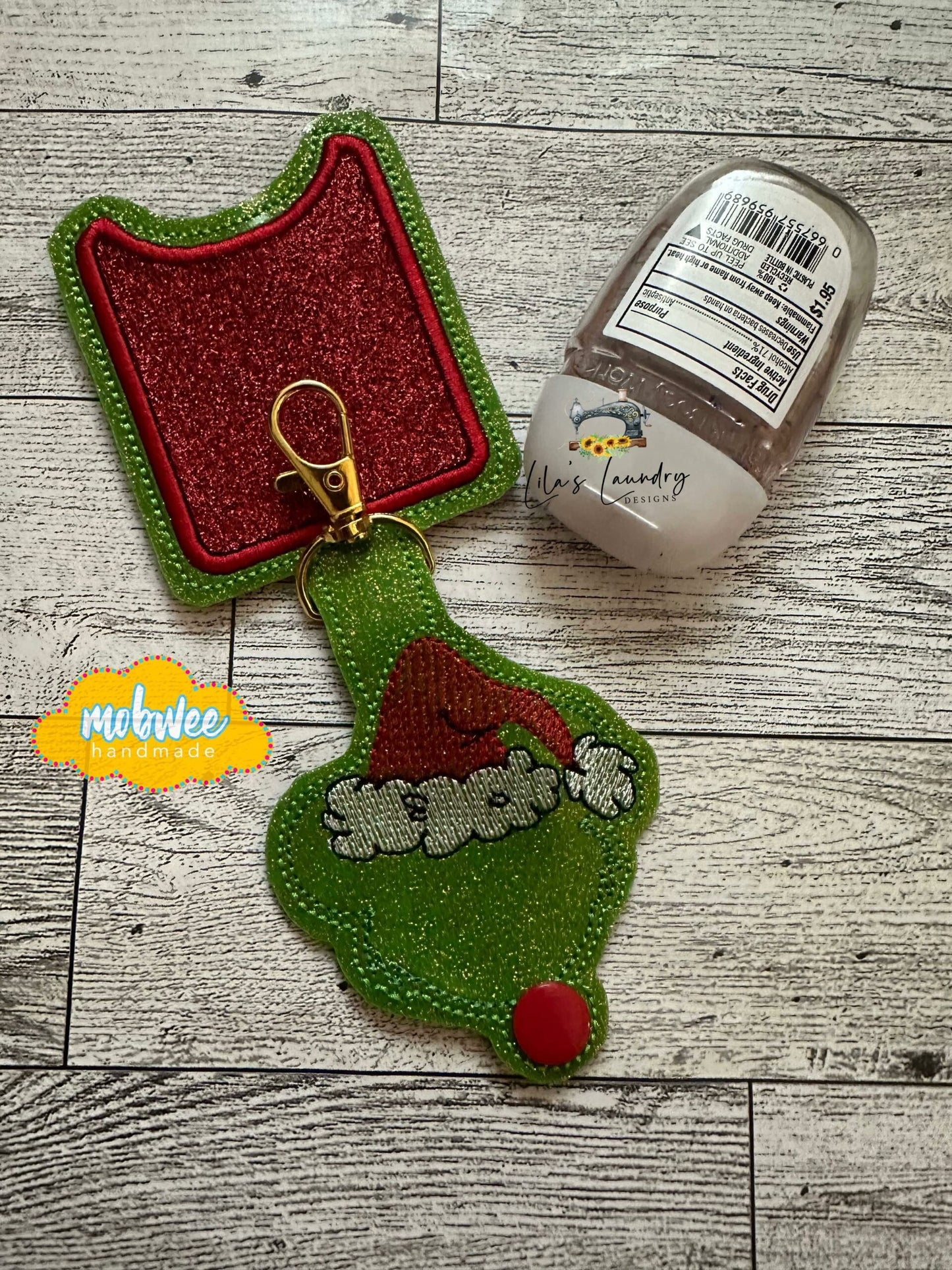 Grinch Mouse Applique Fold Over Sanitizer Holder 5x7- DIGITAL Embroidery DESIGN