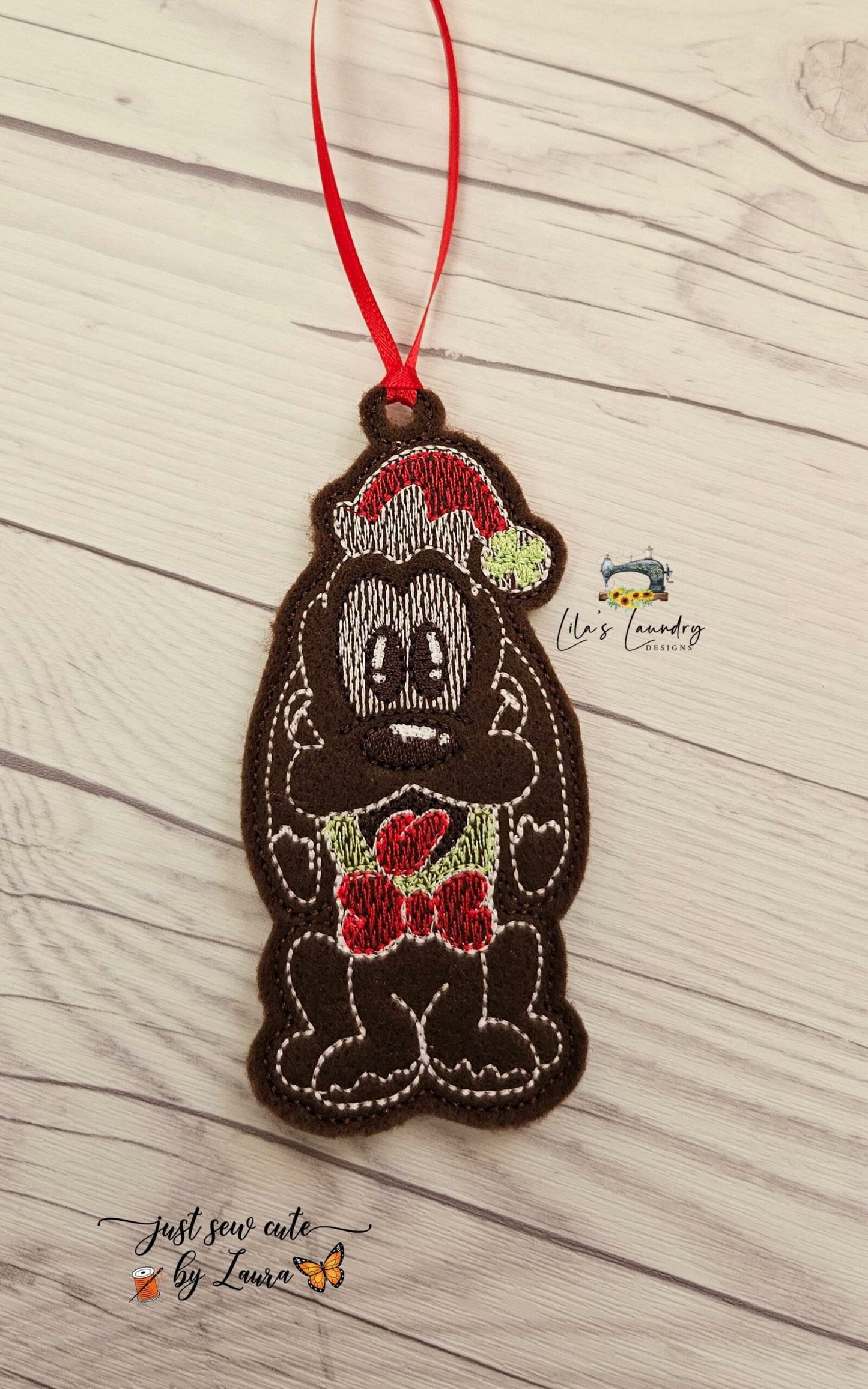 Gingerbread Silly Dog Ornament - Digital File - Embroidery Design