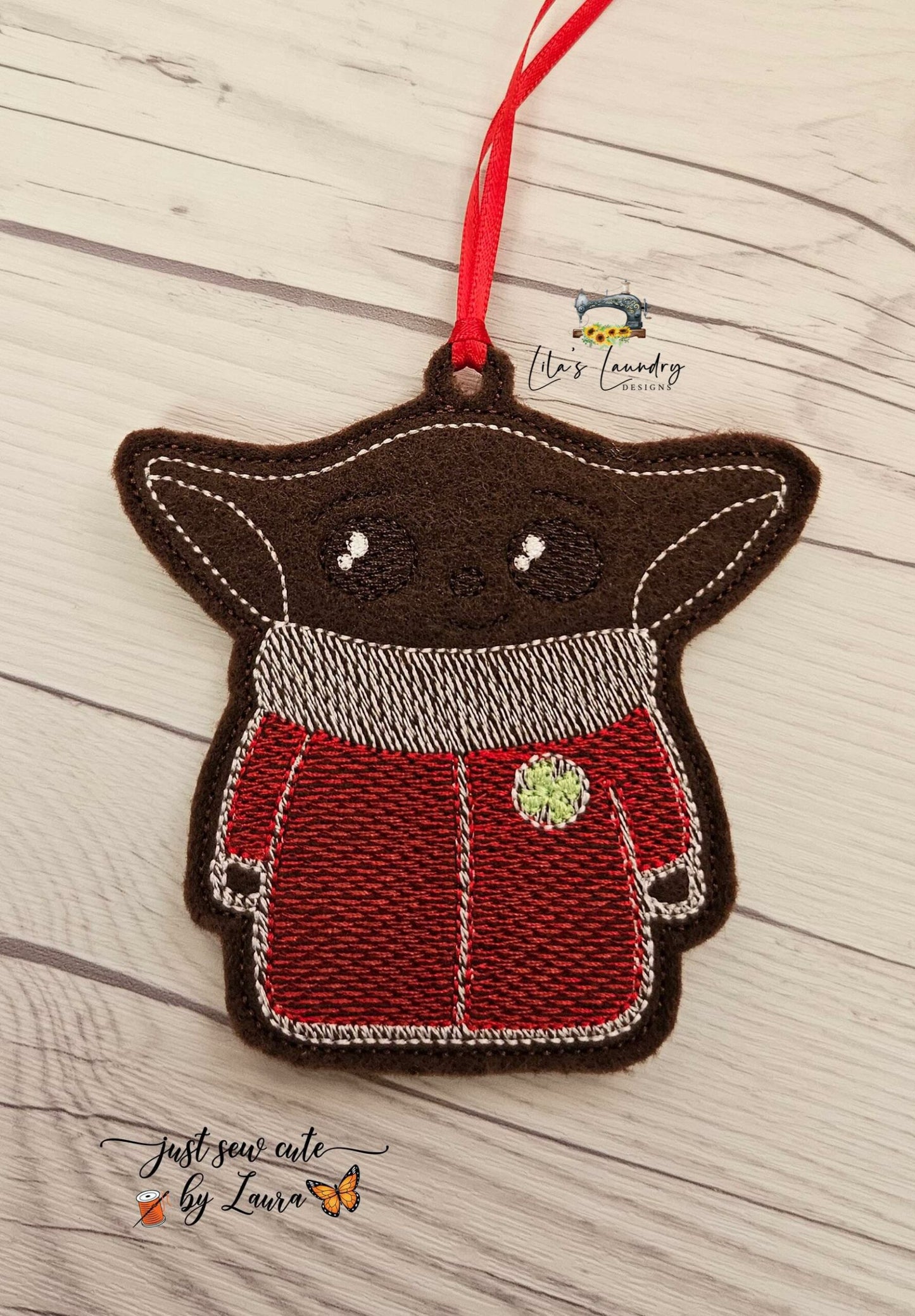 Gingerbread Baby Yoda Ornament - Digital File - Embroidery Design