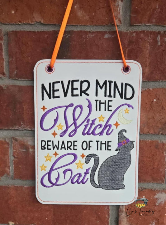 Beware of the Cat Door Sign - 3 Sizes - Digital Embroidery Design