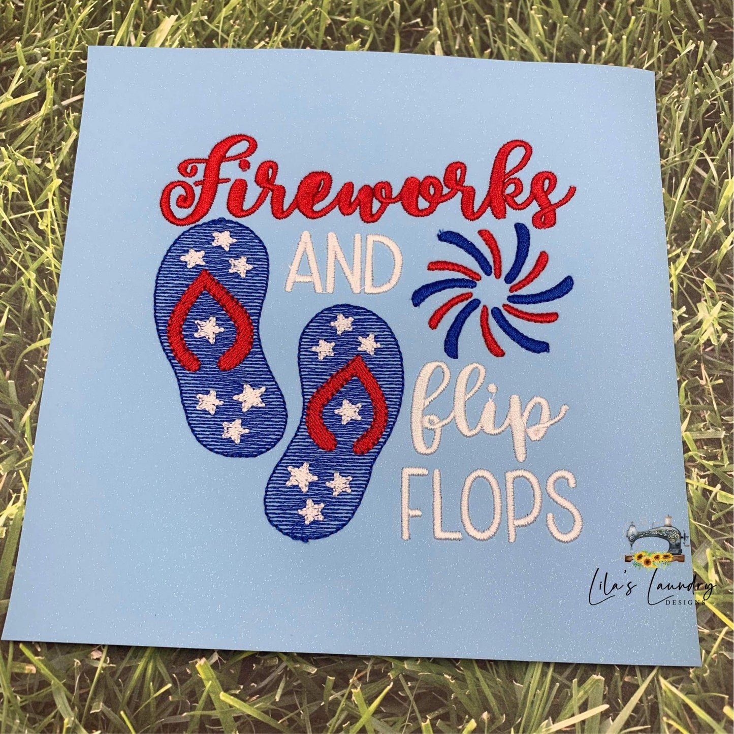 Fireworks and Flip Flops - 4 Sizes - Digital Embroidery Design