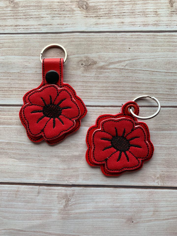 3D Poppy Flower Fobs- 4x4 and 5x7 grouped- DIGITAL Embroidery DESIGN