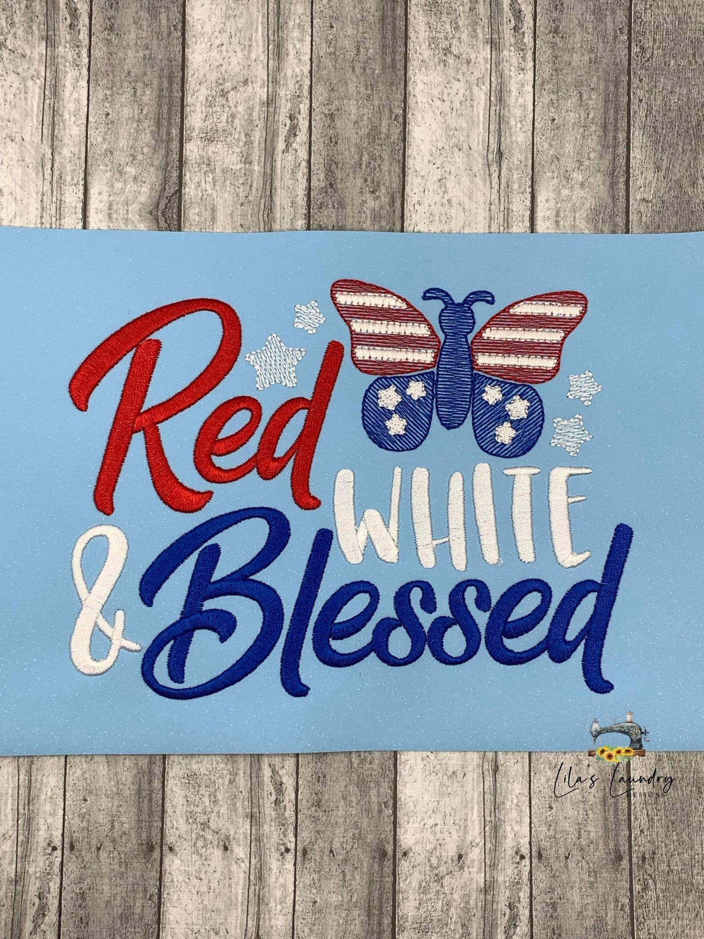 Red White Blessed - 4 Sizes - Digital Embroidery Design