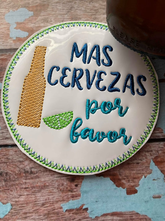 Mas Cervezas Por Favor Coaster 4x4 - DIGITAL Embroidery DESIGN