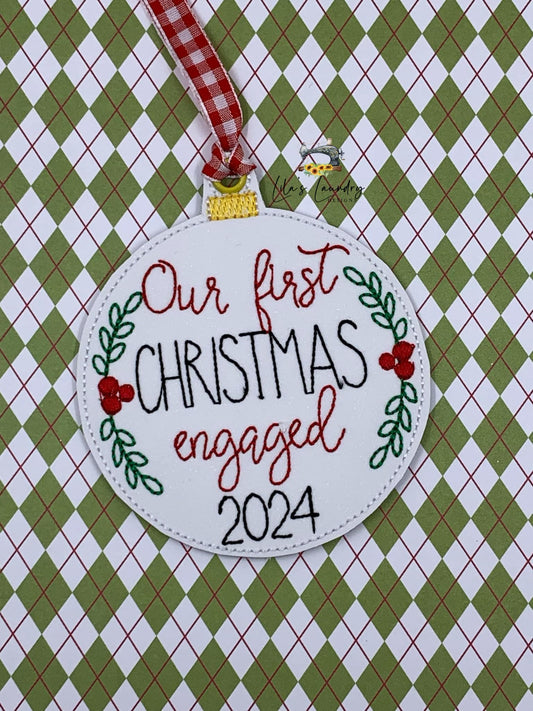 First Christmas Engaged 2024 Ornament - Digital Embroidery Design