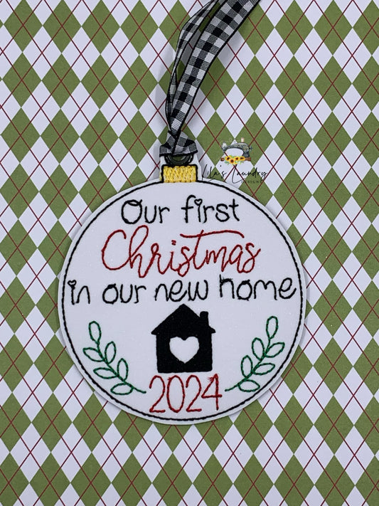 First Christmas in our New Home 2024 Ornament - Digital Embroidery Design