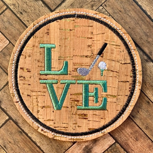 Love Golf Coaster 4x4 - DIGITAL Embroidery DESIGN