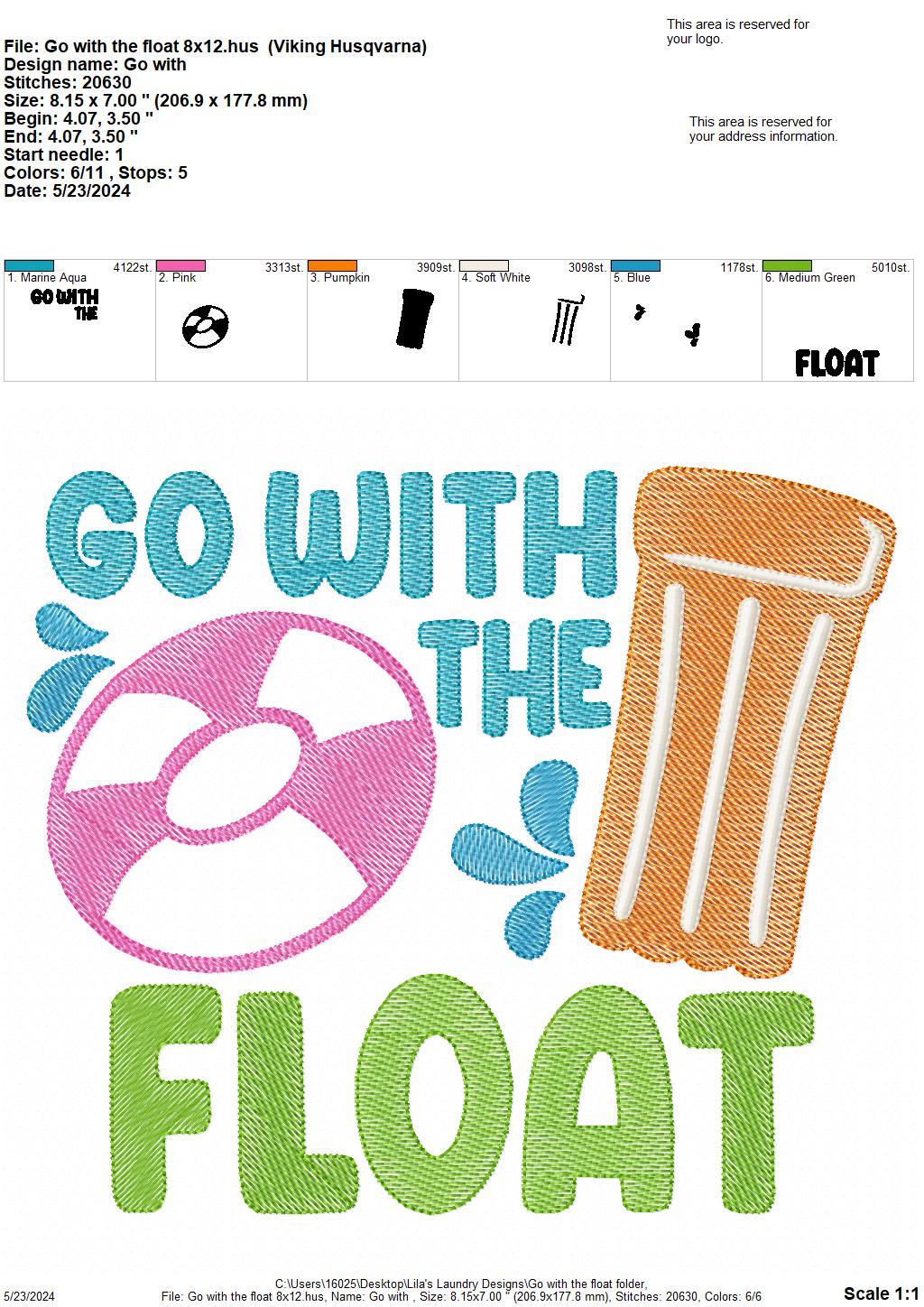 Go with the Float - 3 Sizes - Digital Embroidery Design