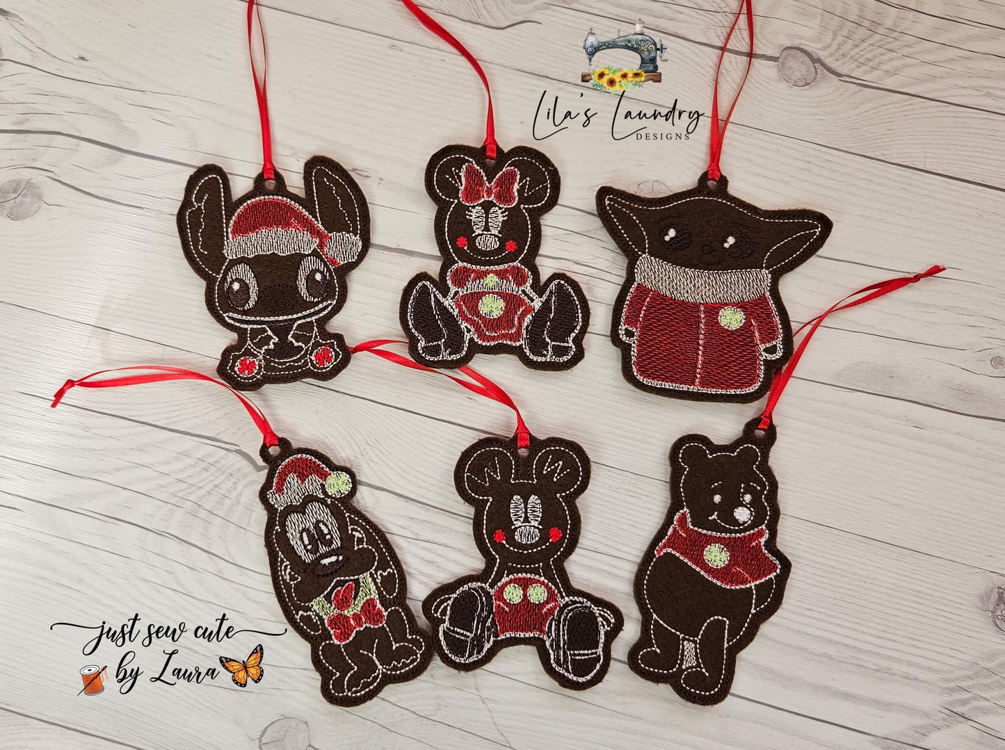 Mouse Friends Gingerbread Ornament Set - Digital File - Embroidery Design