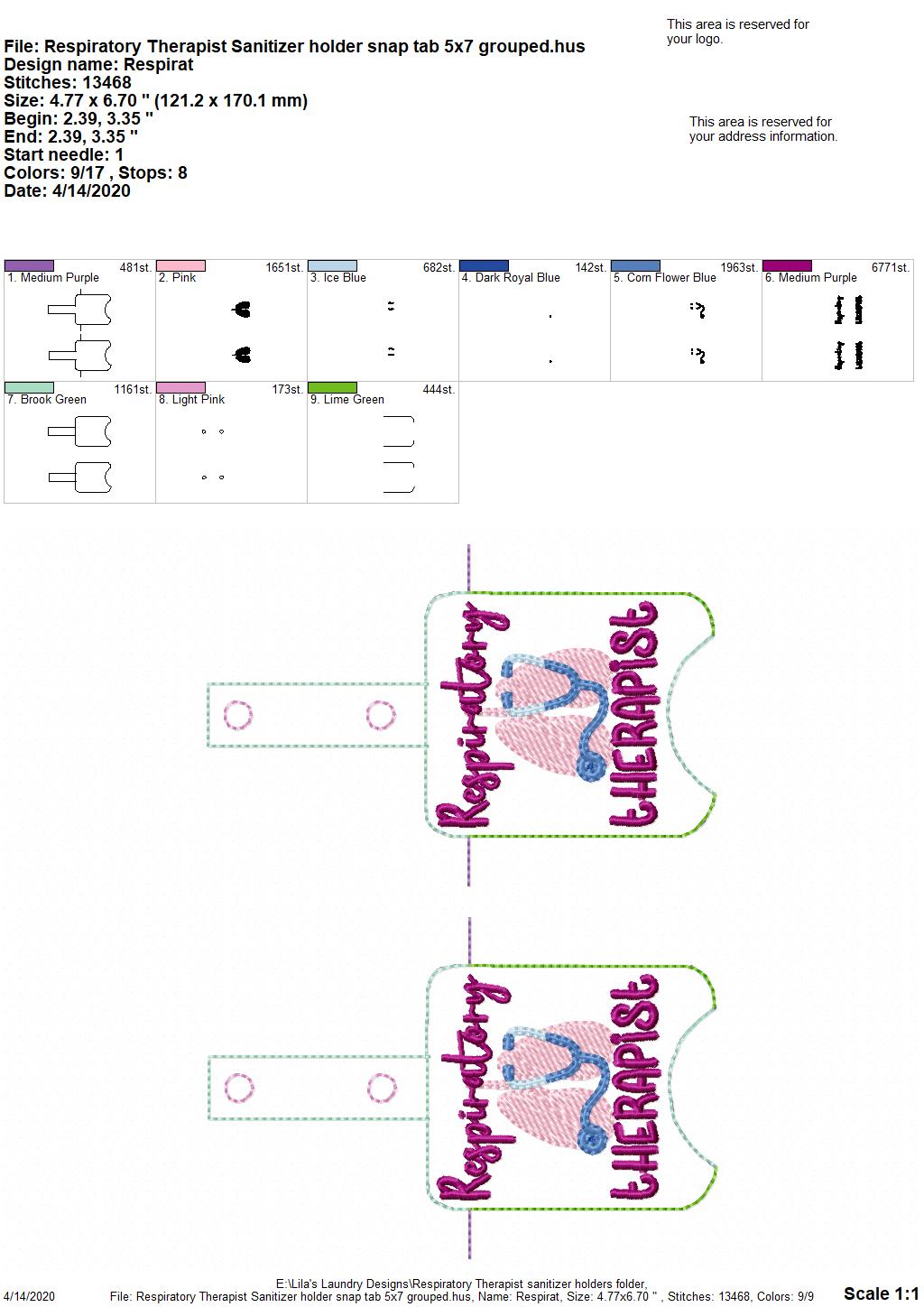 Respiratory Therapist Sanitizer Holders - DIGITAL Embroidery DESIGN (Copy)