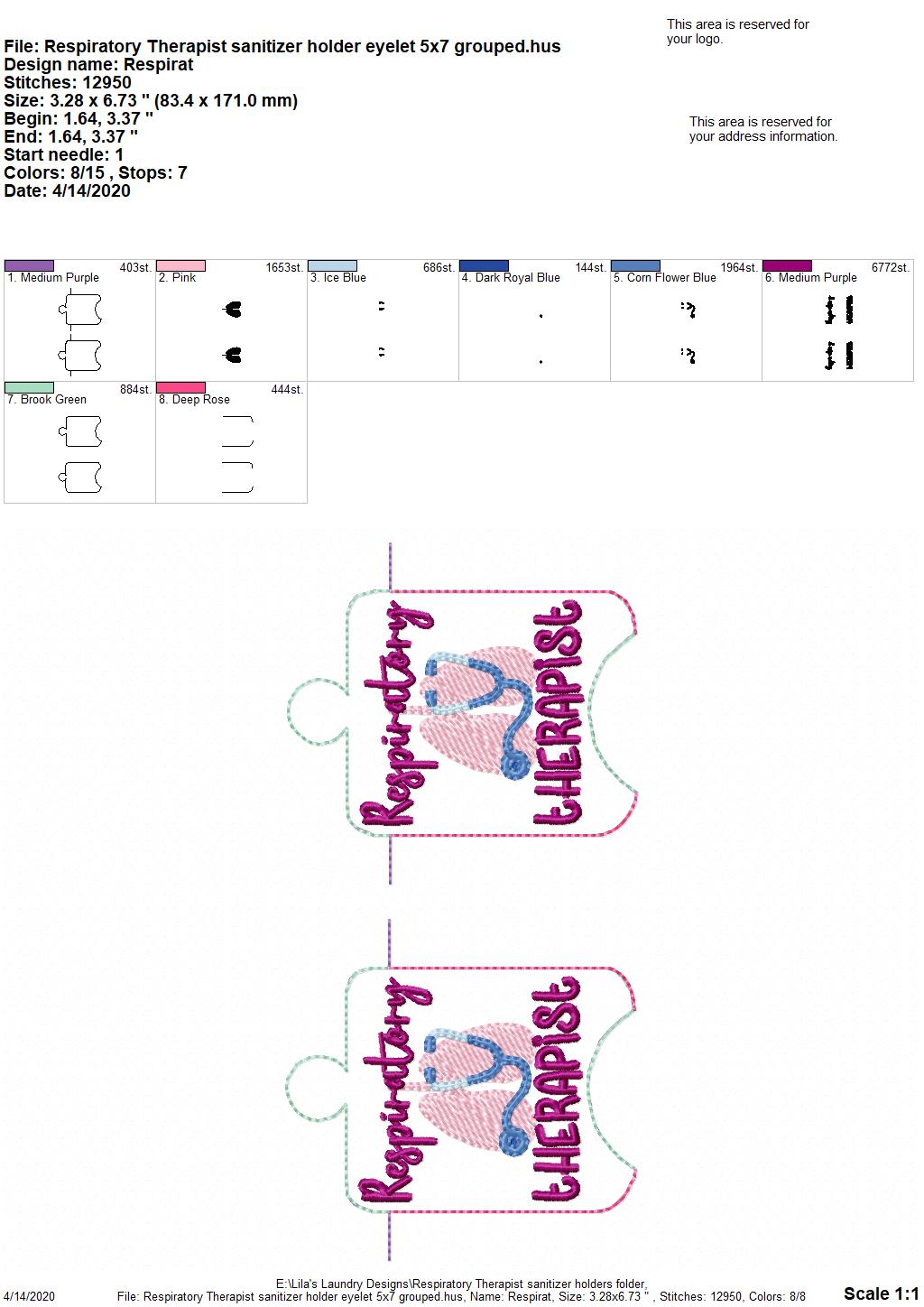 Respiratory Therapist Sanitizer Holders - DIGITAL Embroidery DESIGN (Copy)