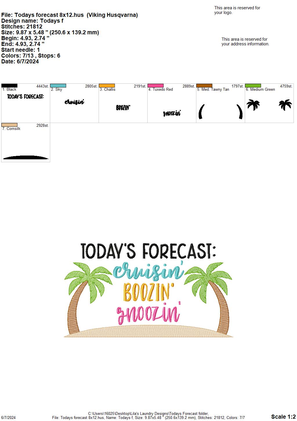 Today's Forecast - 3 Sizes - Digital Embroidery Design