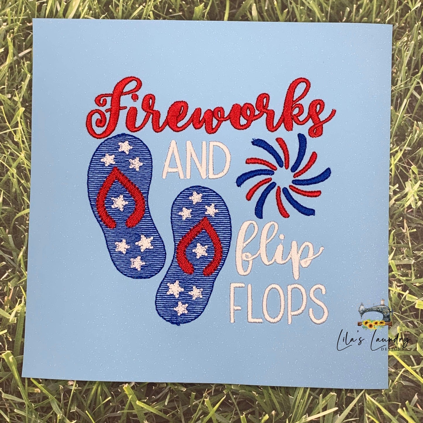 Fireworks and Flip Flops - 4 Sizes - Digital Embroidery Design