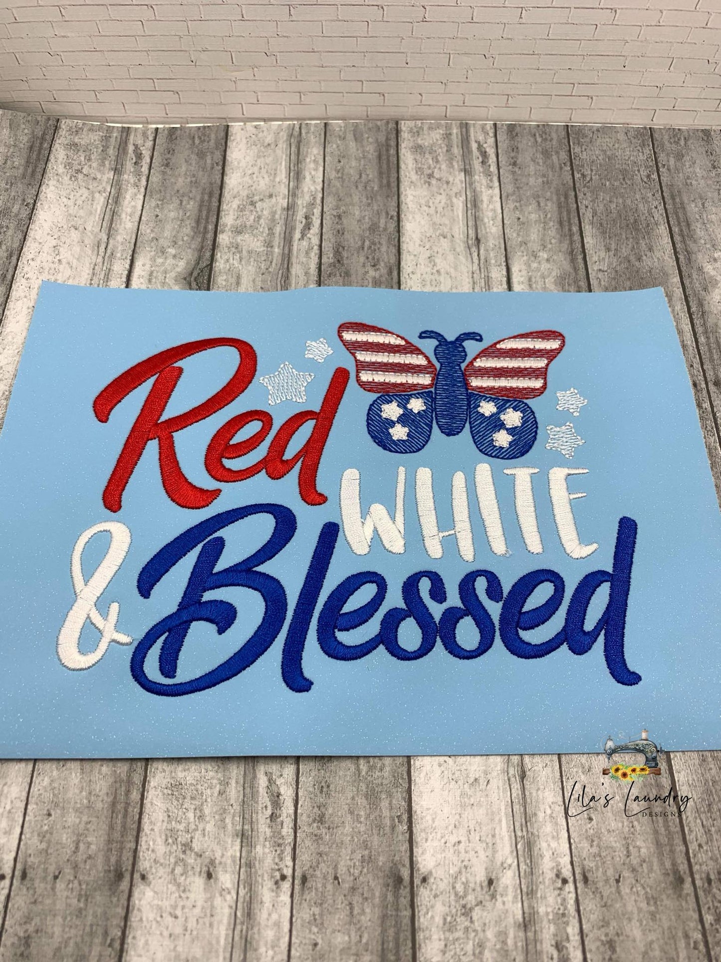 Red White Blessed - 4 Sizes - Digital Embroidery Design