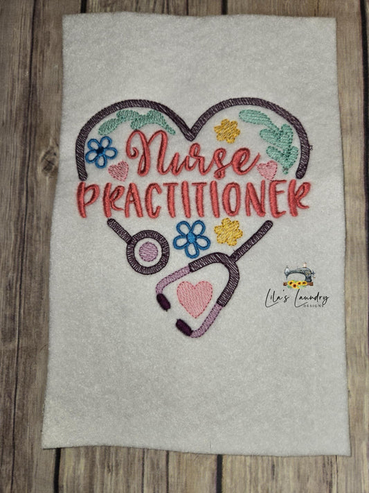 Nurse Practitioner Sketch - 3 Sizes - Digital Embroidery Design