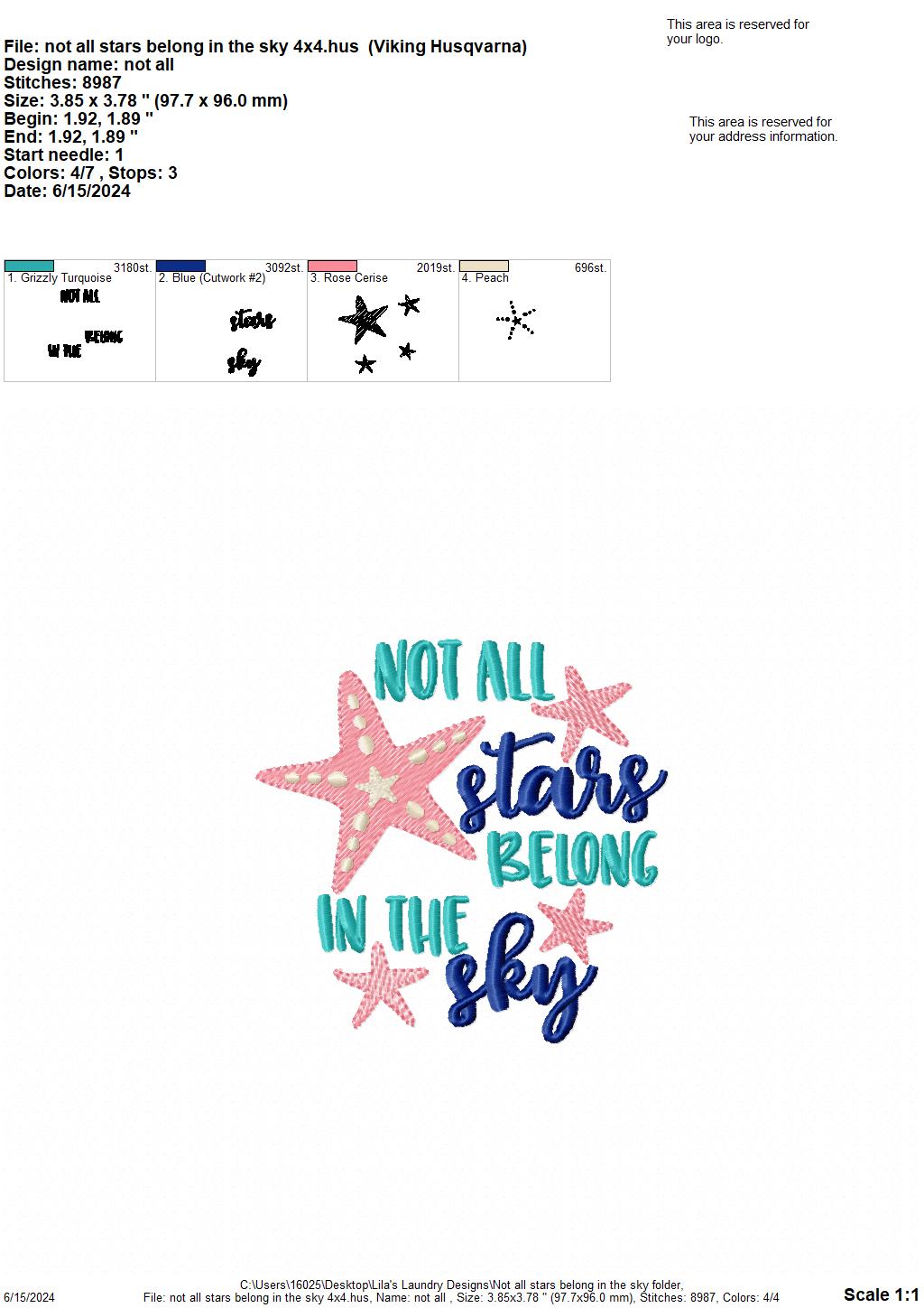 Not All Stars Belong in the Sky - 4 Sizes - Digital Embroidery Design