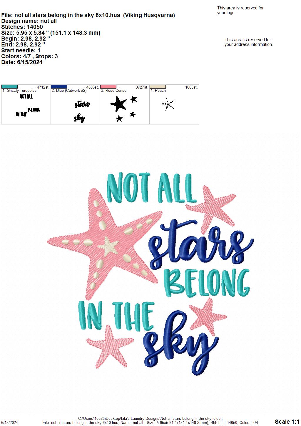 Not All Stars Belong in the Sky - 4 Sizes - Digital Embroidery Design