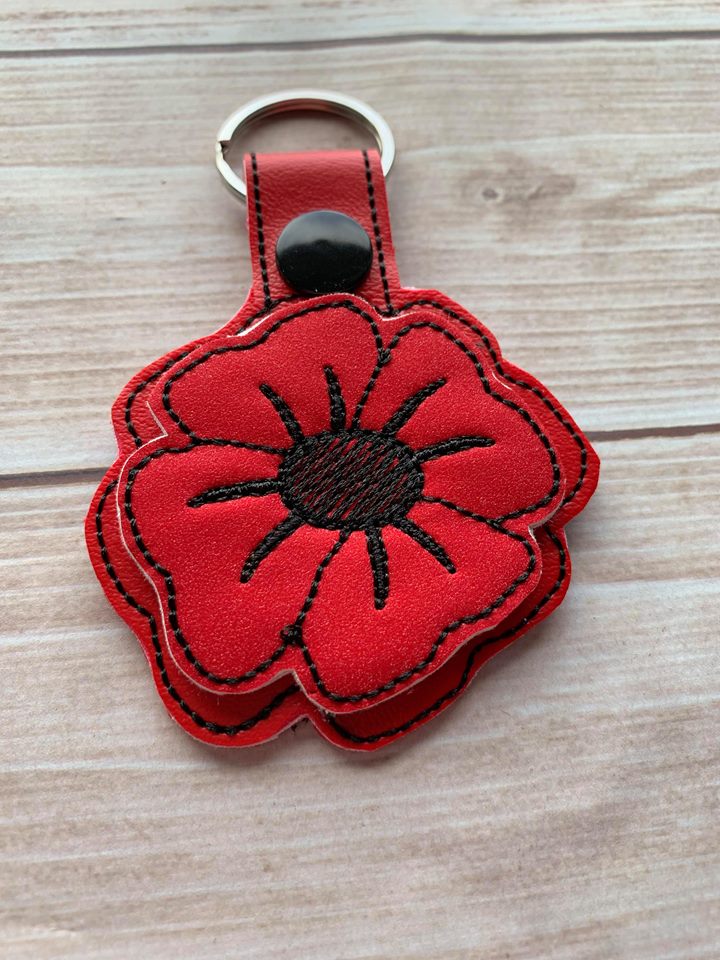 3D Poppy Flower Fobs- 4x4 and 5x7 grouped- DIGITAL Embroidery DESIGN